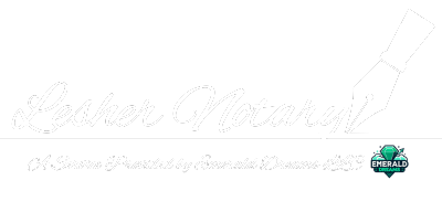 Lesher Notary Logo,. Professional Notary for Pensacola FL, Milton FL, Navarre FL. A service of EmeraldDreamsLLC.com